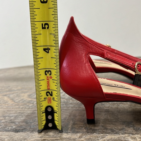 NEW Massimo Dutti Red Leather Pointed Toe Kitten Heel Pumps Size EU 39 US 8-8.5 - Picture 8 of 13